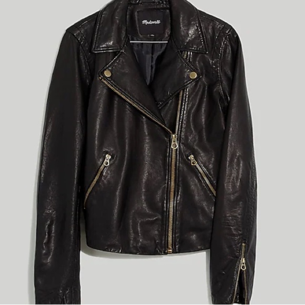 Madewell Women’s XL Washed Leather‎ Motorcycle Jacket Women’s Brass Hardware